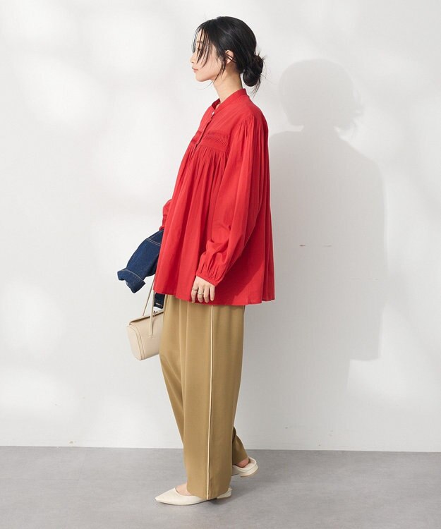 CRAFT STANDARD BOUTIQUE インド綿ピンタックブラウス Red