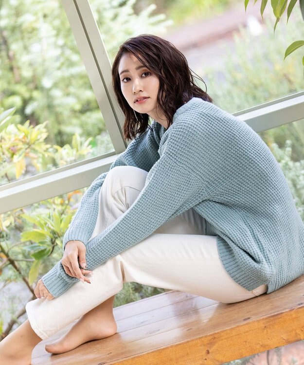 Tiaclasse 【洗える】大人可愛いワッフルニットトップス ミント