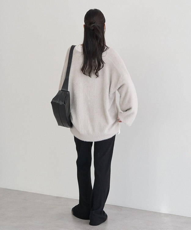 earth music&ecology ラメミニシャギーＶネックカーディガン Light Gray