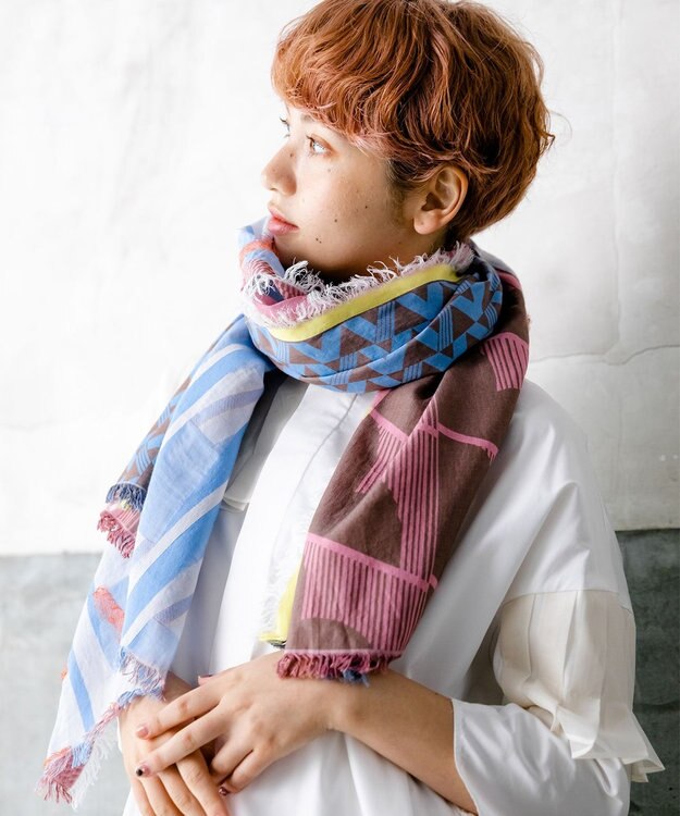 POLS コットン・キュプラ FUSAスカーフ ブラウン