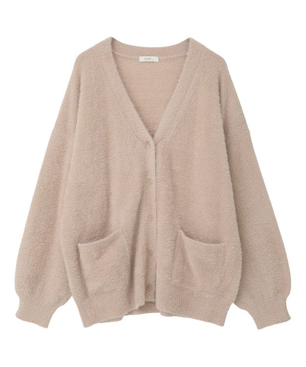 earth music&ecology ラメミニシャギーＶネックカーディガン Light Pink