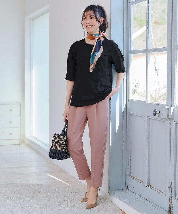 Tiaclasse 【小倉優子さん着用・洗える】カラーテーパードパンツ ピンク