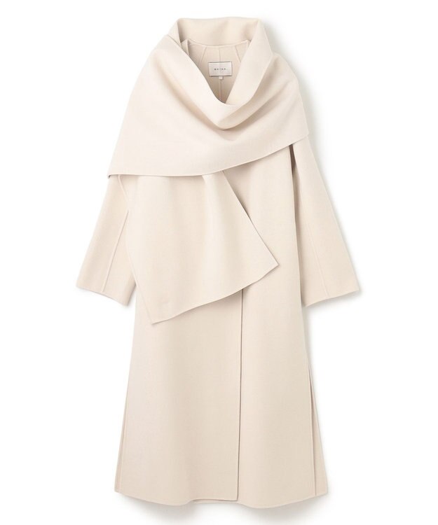 BEIGE， 【Oggi 2月号掲載】GRASSE / ストール付きリバーロングコート Ecru