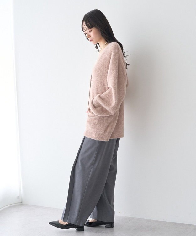 earth music&ecology ラメミニシャギーＶネックカーディガン Light Pink