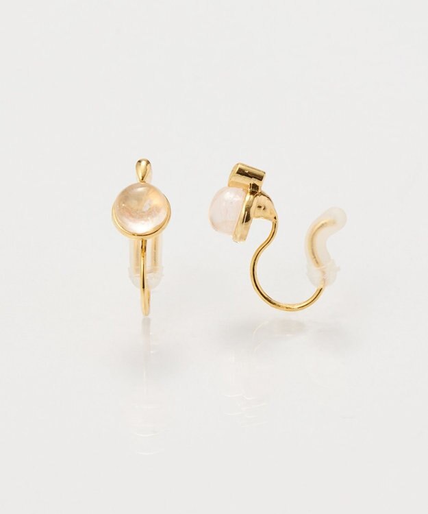 Phoebe <オンワード限定セット>【痛くないシリーズ】ミルキースタッズミニバンスクリップ×パワーストーンイヤリング ピンク