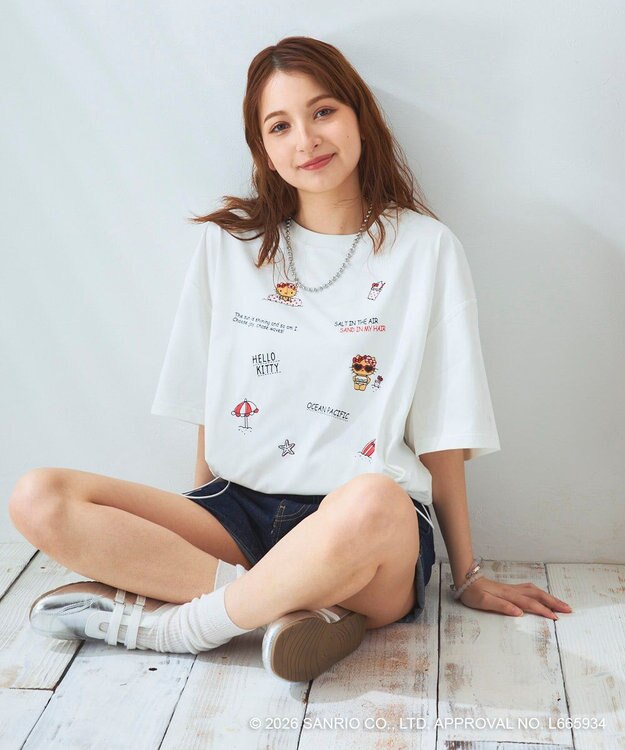 OP／FILA 【Ocean Pacific×ハローキティ】ラッシュTシャツ ホワイト