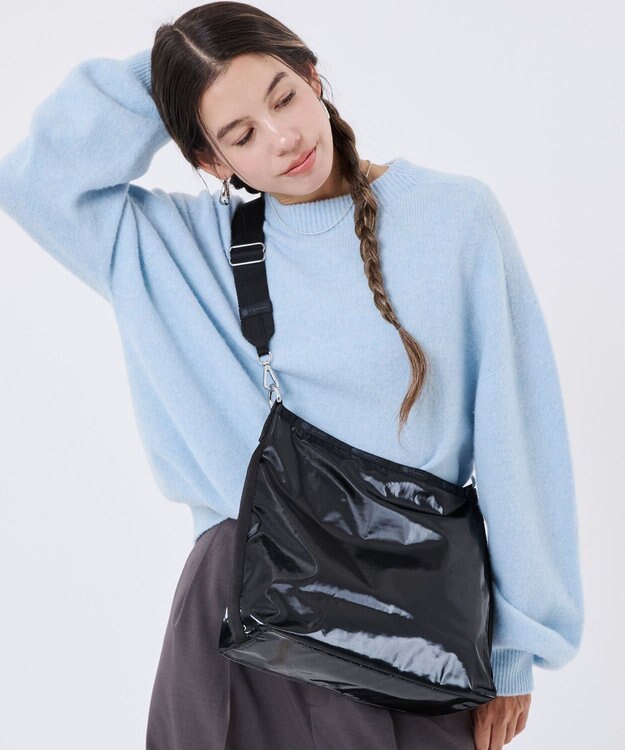 LeSportsac MEDIUM ZIP SHOULDER/ブラックシャイン ブラックシャイン