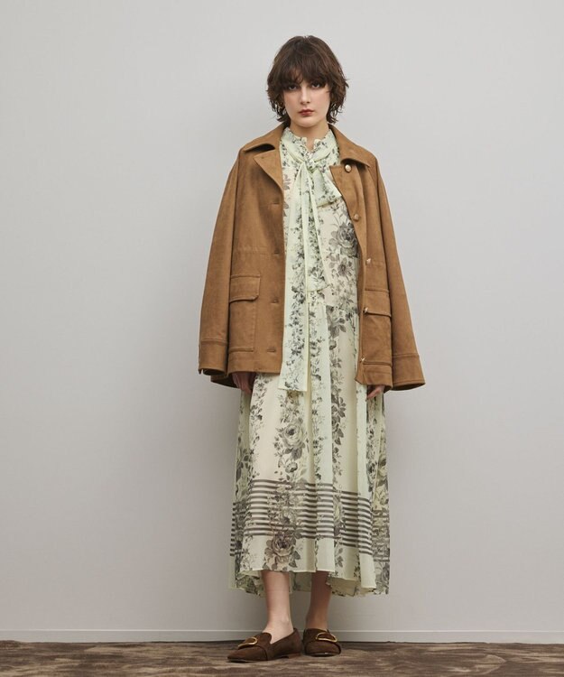 GRACE CONTINENTAL フラワープリントティアードワンピース イエロー