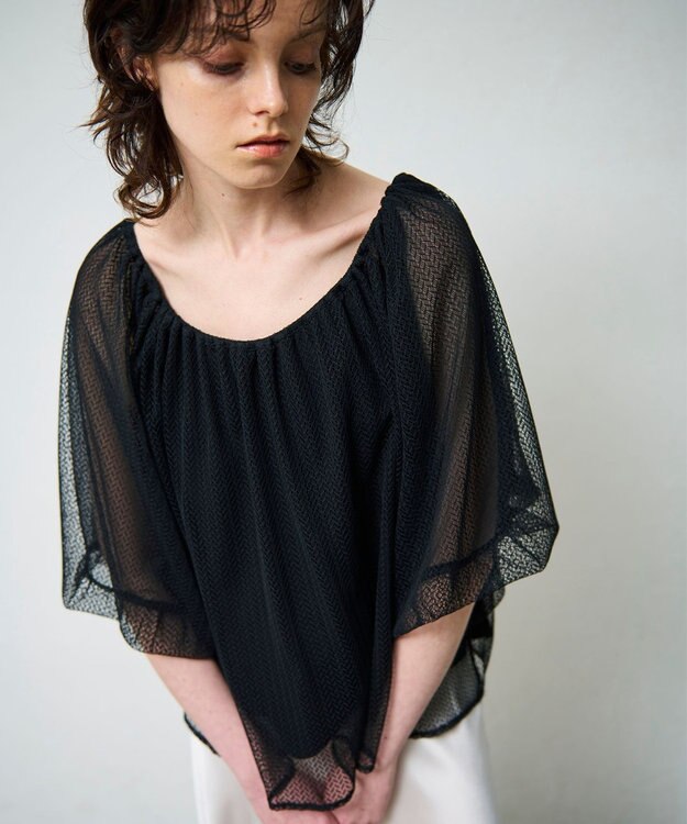 GRACE CONTINENTAL レイヤードチュールトップ ブラック