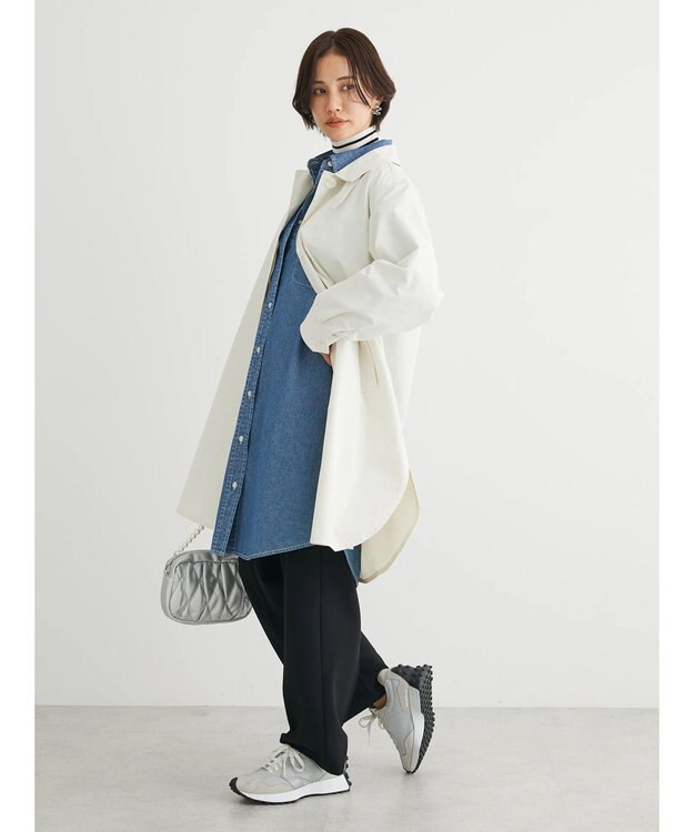 Green Parks 撥水加工　ケア楽ステンカラーミドル丈コート Ecru