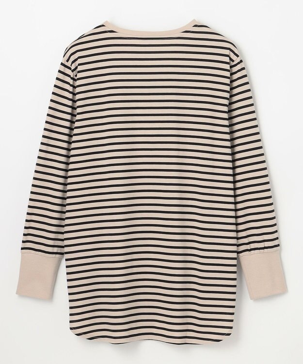 ANY L シャツテールロングスリーブＴシャツ ベージュ×ブラック