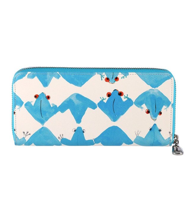 tsumori chisato CARRY コスタリカカエル ラウンドファスナー長財布 【かわいいプリント柄＆刺繍テクニック】 ブルー