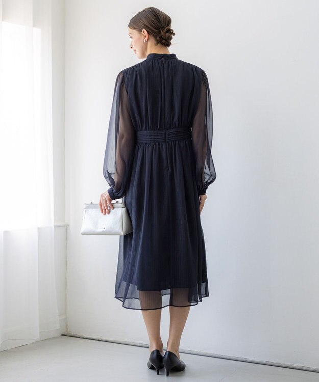 23区 L 【APPLAUDIR】クレープシフォン ドレス ネイビー
