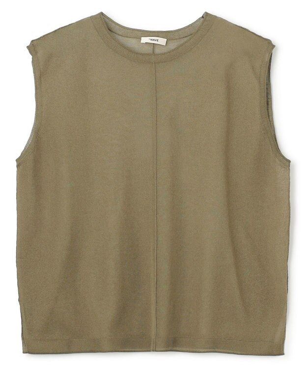 NAVE シアーニット ノースリーブ カーキ系