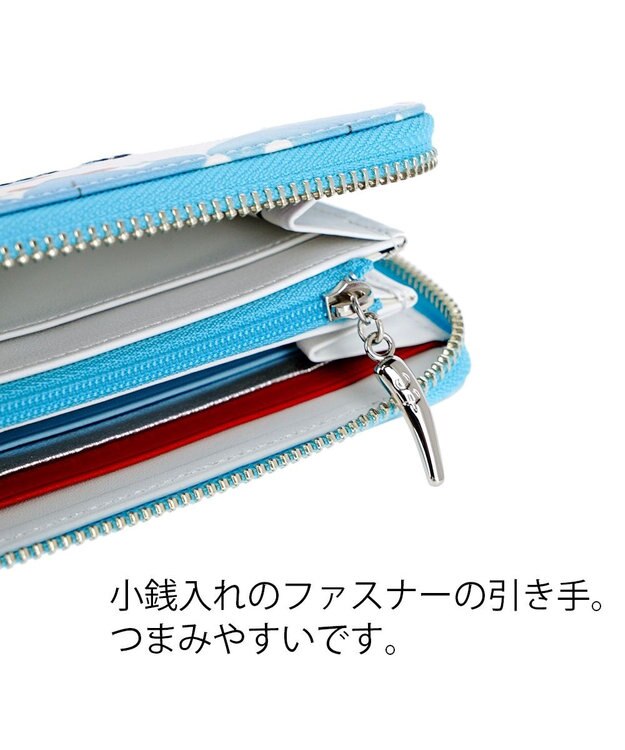 tsumori chisato CARRY コスタリカカエル ラウンドファスナー長財布 【かわいいプリント柄＆刺繍テクニック】 ブルー