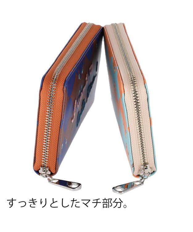 tsumori chisato CARRY コスタリカカエル ラウンドファスナー長財布 【かわいいプリント柄＆刺繍テクニック】 オレンジ
