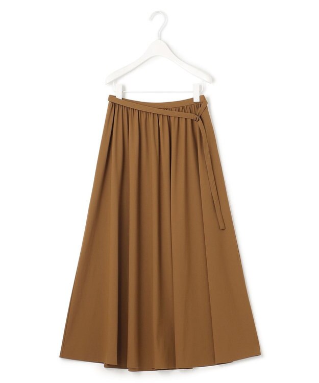 ICB 【接触冷感・UVカット・速乾・洗える】マットスキューバ フレアスカート キャメル系