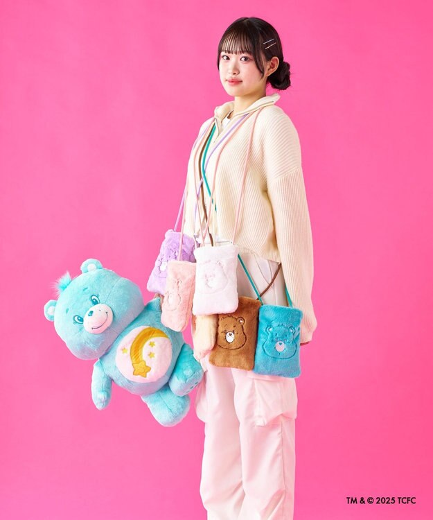 MOONBAT Care Bears(ケアベア) フェイクファーサコッシュ 手洗い可能 バッグ ペールピンク