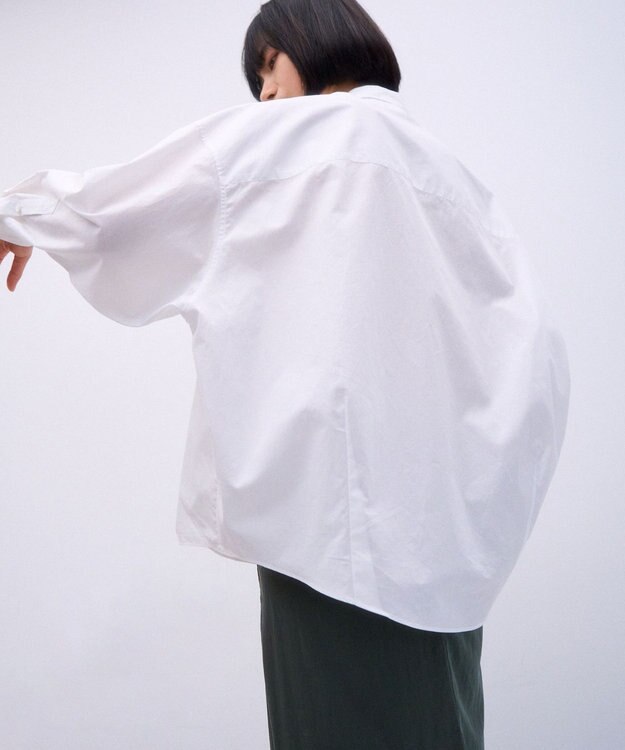 ATON GIZA COMPACT STRIPE | オーバーサイズシャツ WHITE