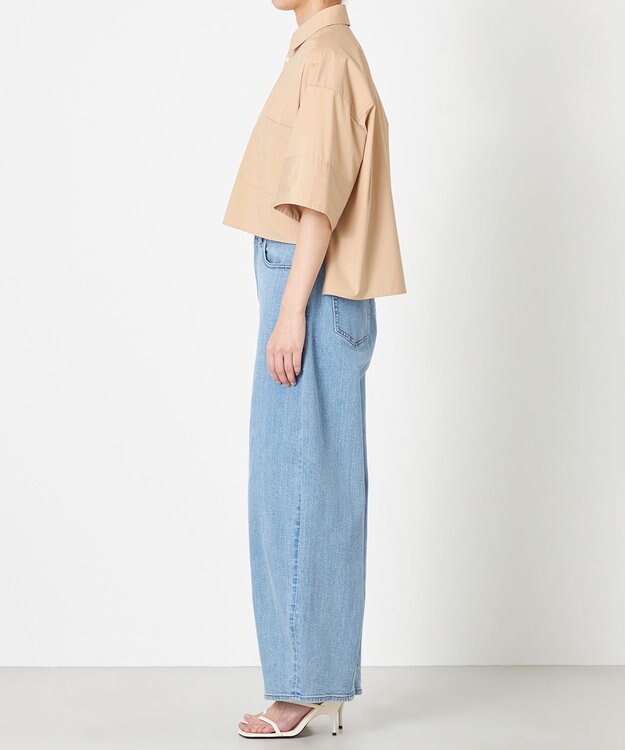 NAVE 【ReNAVE・セットアップ可/洗える/接触冷感/UVケア】コットンポリブロード クロップドシャツ ベージュ系