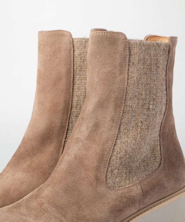 BONTRE 【LucaGrossi/ルカグロッシ】厚底サイドゴアヒールブーツ ベージュ