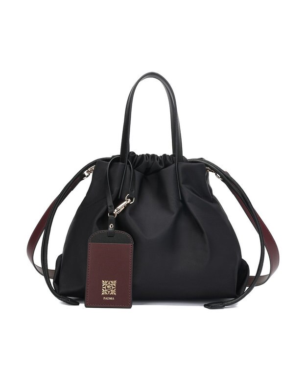style code 【PADMA/パドマ】ナイロン×レザー　巾着　ショルダーバッグ 2WAY ブラック