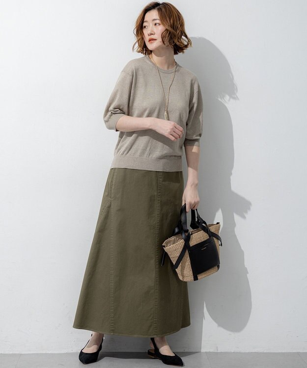 23区 S 【WEB&一部店舗限定カラーあり】ストレッチギャバ チノ スカート カーキ系