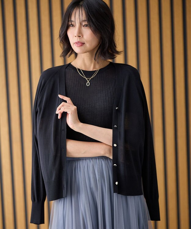 ANY 【2SET】ニットツインセット（半袖ニット＋Vネックカーデ） ブラック