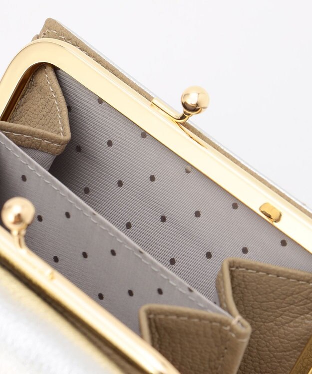 UNBILLION ペルケ perche トリミング配色外ガマ二つ折り財布 ミックスシルバー