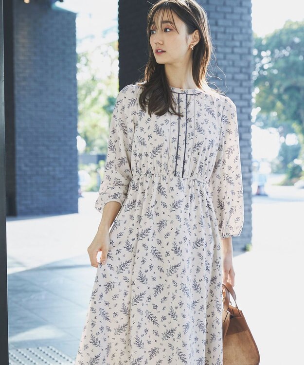 ANY SIS 【洗える】ミモザプリント ワンピース アイボリー系