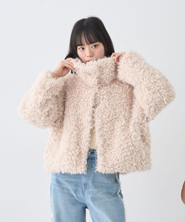 earth music&ecology プードルファーショートブルゾン Cream