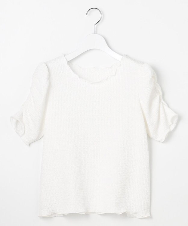 Feroux 【洗える】レーシージャガード カットソー ホワイト系