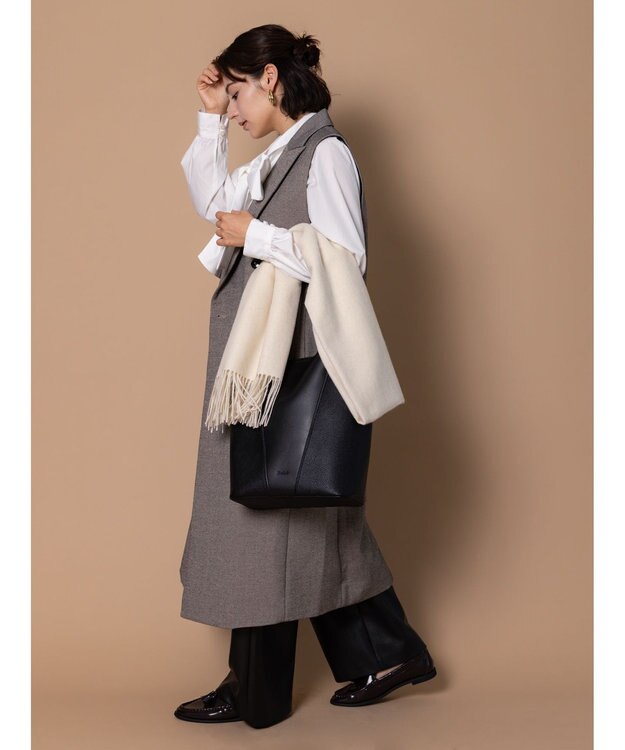 Te chichi 【泉 里香さん着用・Oggi.jp10/23掲載】ツイードロングジレ（セットアップ可） ベージュ