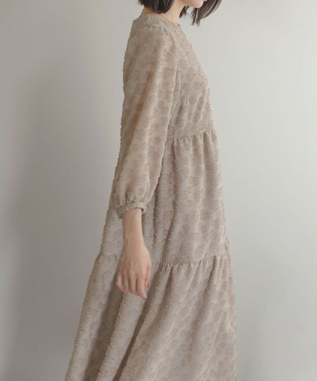 組曲 カットジャカードティアードワンピース ベージュ系