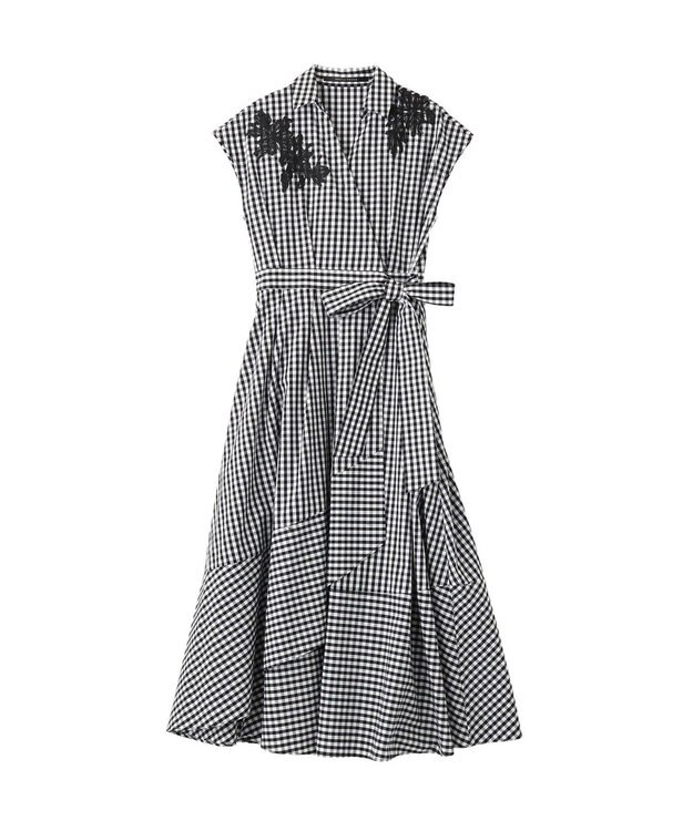 YECCA VECCA フラワーレースカシュクールワンピース Check