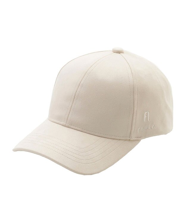 MOONBAT FURLA(フルラ)横刺繍スエード キャップ UVカット オフホワイト