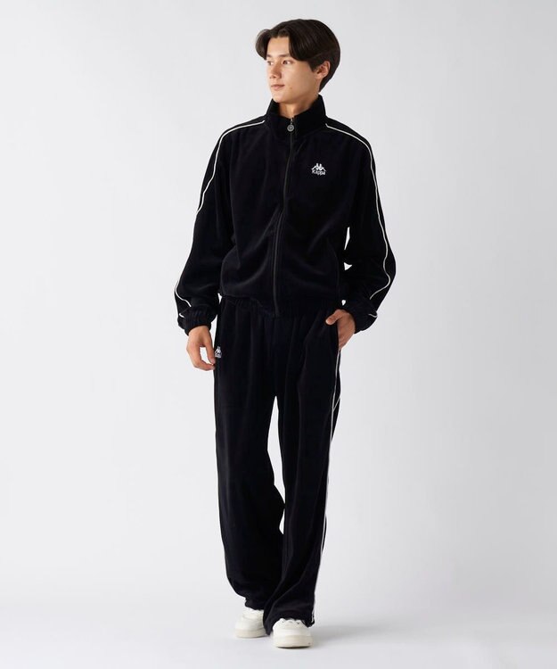 OP／FILA 【Kappa】ワイド ベロアトラックパンツ ブラック