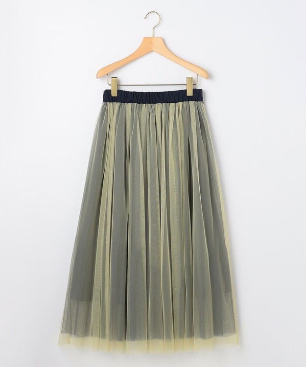 組曲 S リバーシブルチュール スカート グレイッシュネイビー×イエロー