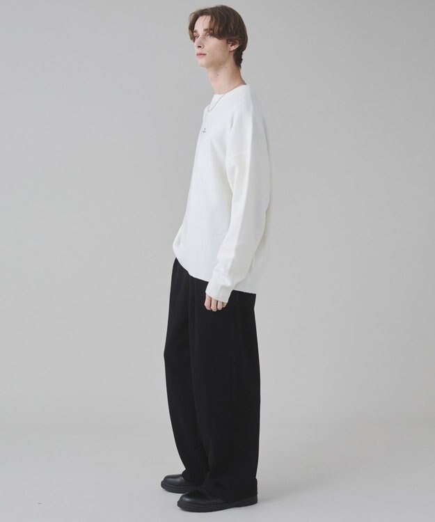 WEGO 【ユニセックス着用ITEM/SMLサイズ展開】アクセ付きワンポイントニットプルオーバー オフホワイト