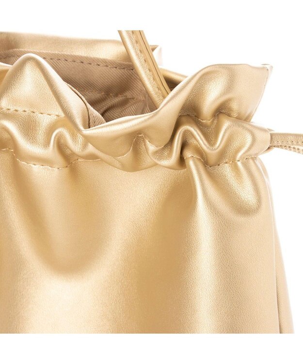 UNBILLION cachecache ギンガムチェックトート付き巾着ショルダー ゴールド