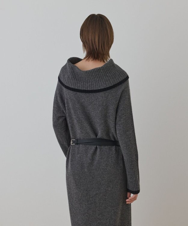 GRACE CONTINENTAL バイカラーオフショルニットワンピース グレー