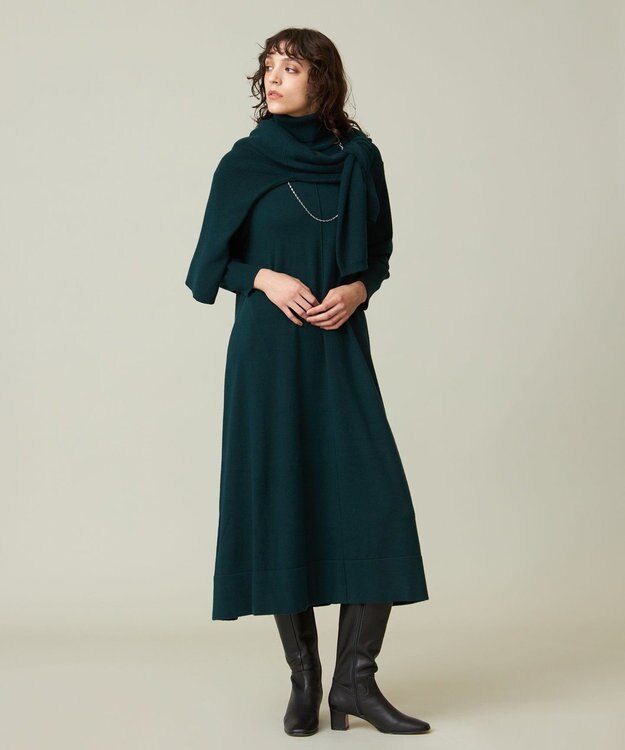 J.PRESS YORK STREET 【WOMEN】ANTI PILLING  ボトルネックニット ダークグリーン系