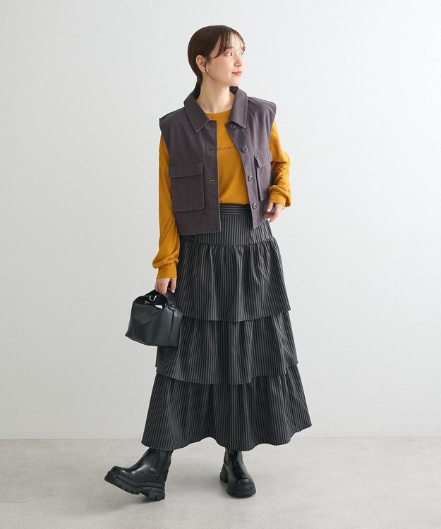 Green Parks ・ＥＬＥＮＣＡＲＥ　ＤＵＥ　ティアードロングスカート Stripe