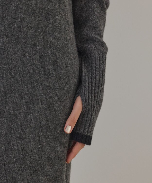 GRACE CONTINENTAL バイカラーオフショルニットワンピース グレー