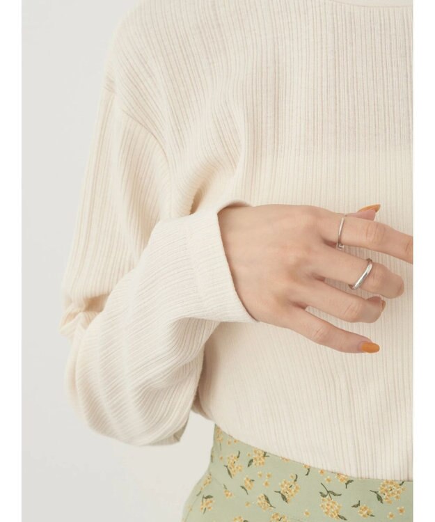 earth music&ecology コットンシアークルーネックプルオーバー Ivory