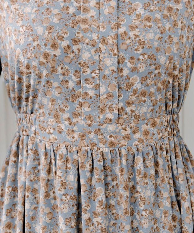 Tiaclasse 【洗える】キャンディースリーブ花柄ワンピース ブルー