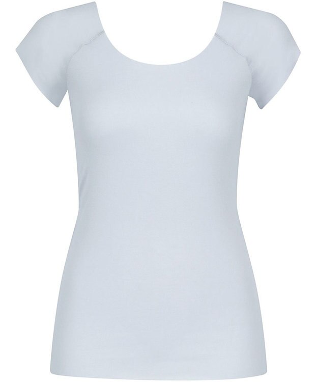 Wing インナー 【綿の贅沢オーガニック フラットタイプ】 オーガニックコットン混素材 ひびきにくくさらっと薄くて軽い ２分袖 EL1248 ウイング／ワコール サックス