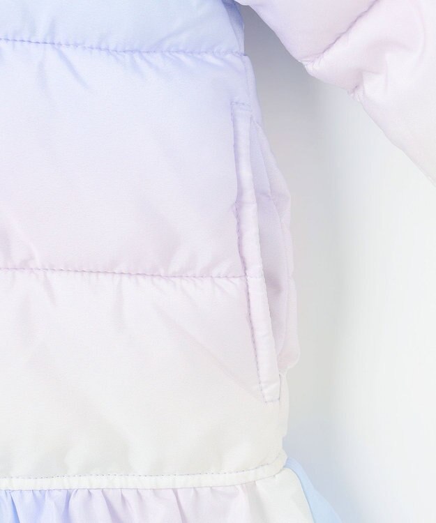 ANY KIDS 【フード取り外し/洗濯機可能】中綿フリル リボンコート レインボー