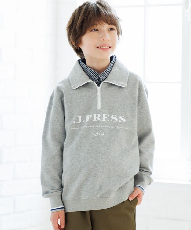 J.PRESS KIDS 【140-170cm】ミニ裏毛 ハーフジップ トレーナー グレー系