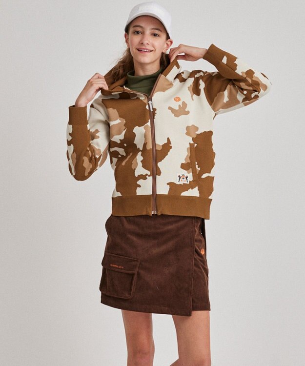 PW CIRCULUS 【WOMEN】ピント柄 ジップアップニットフーディ ベージュ系5